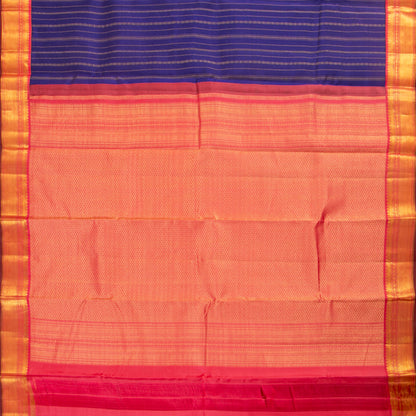Royal Blue And Peach Kanchipuram Silk Saree For Wedding Wear PV MEN 177 - Silk Sari - Panjavarnam PV MEN 177