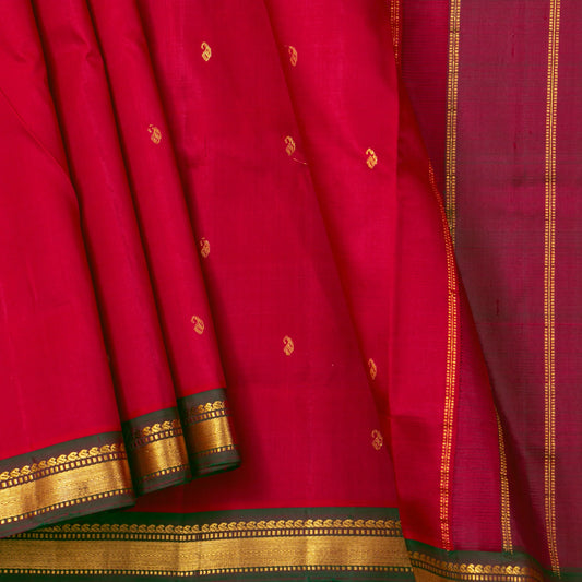Red And Green Thirubuvanam Silk Saree For Festive Wear PV ABI M 137