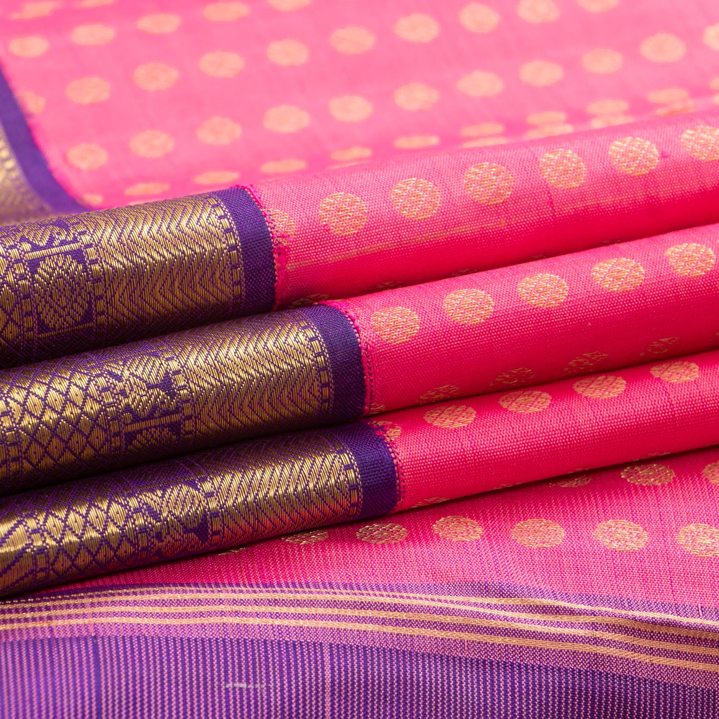 Pink And Violet Kanchipuram Silk Saree For Wedding Wear PV NYC 1284