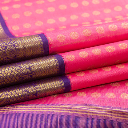 Pink And Violet Kanchipuram Silk Saree For Wedding Wear PV NYC 1284