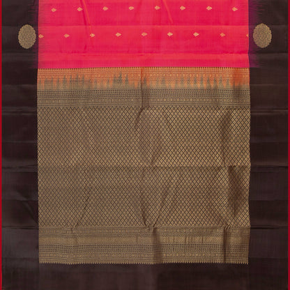 Peach Pink And Black Kanchipuram Silk Saree For Office Wear PV MEN 127 - Silk Sari - Panjavarnam PV MEN 127