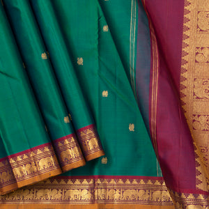 Green And Maroon Kanchipuram Silk Saree For Festive Wear PV NYC 1415