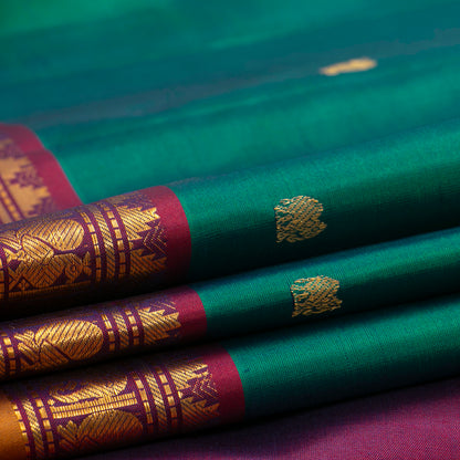 Green And Maroon Kanchipuram Silk Saree For Festive Wear PV NYC 1415