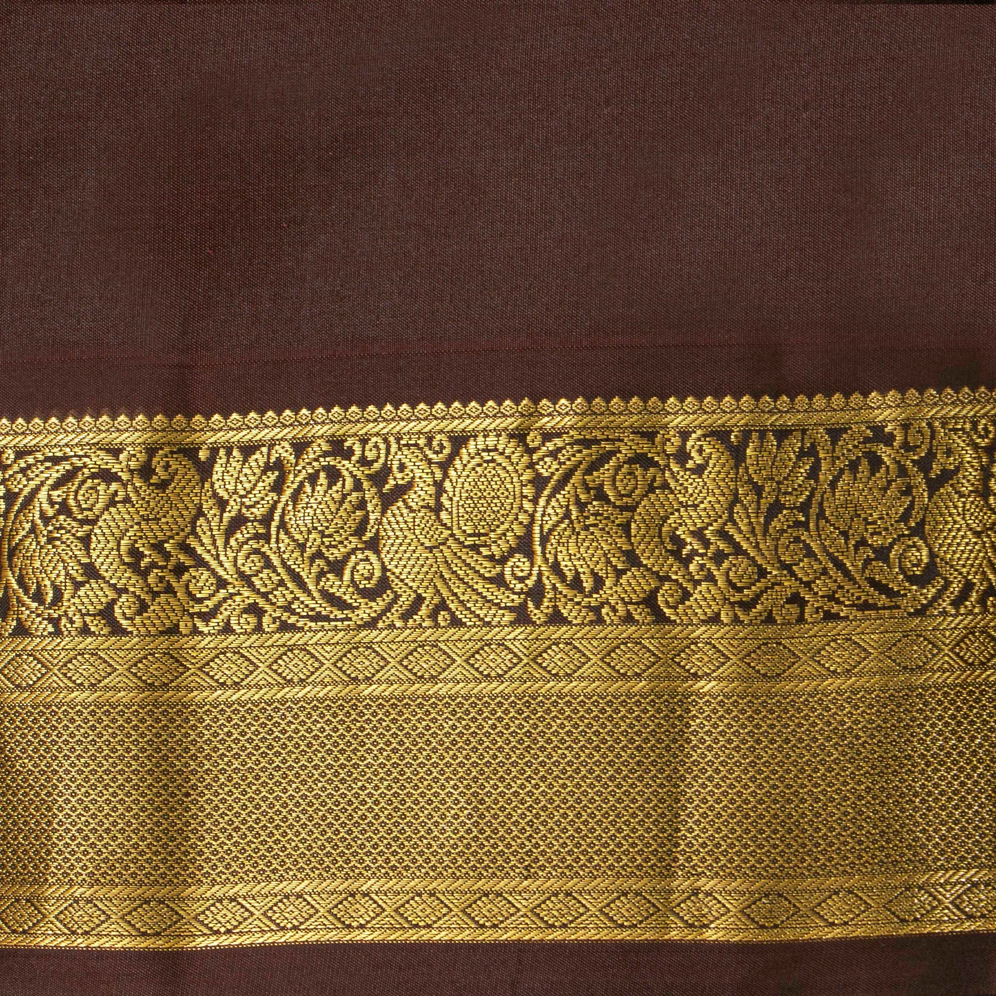 Maroon And Brown Kanchipuram Silk Saree With Zari Stripes For Festive Wear PV MEN 144 - Silk Sari - Panjavarnam PV MEN 144