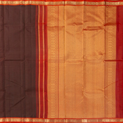 Brown And Red Kanchipuram Silk Saree For Festive Wear PV MEN 141