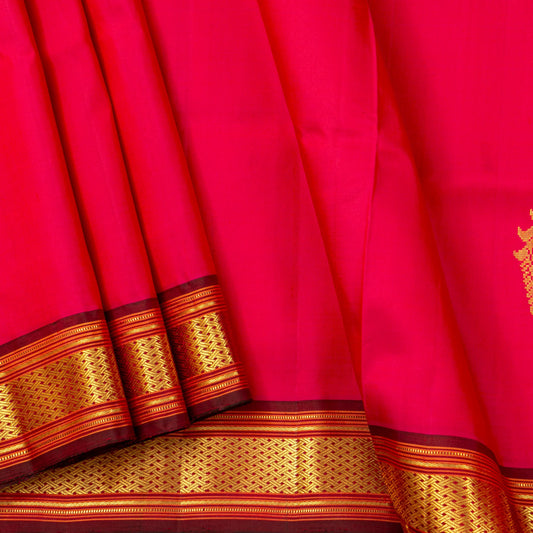 Rose Pink Thirubuvanam Silk Saree With Yazhi Motifs For Festive Wear PV ABI M 141