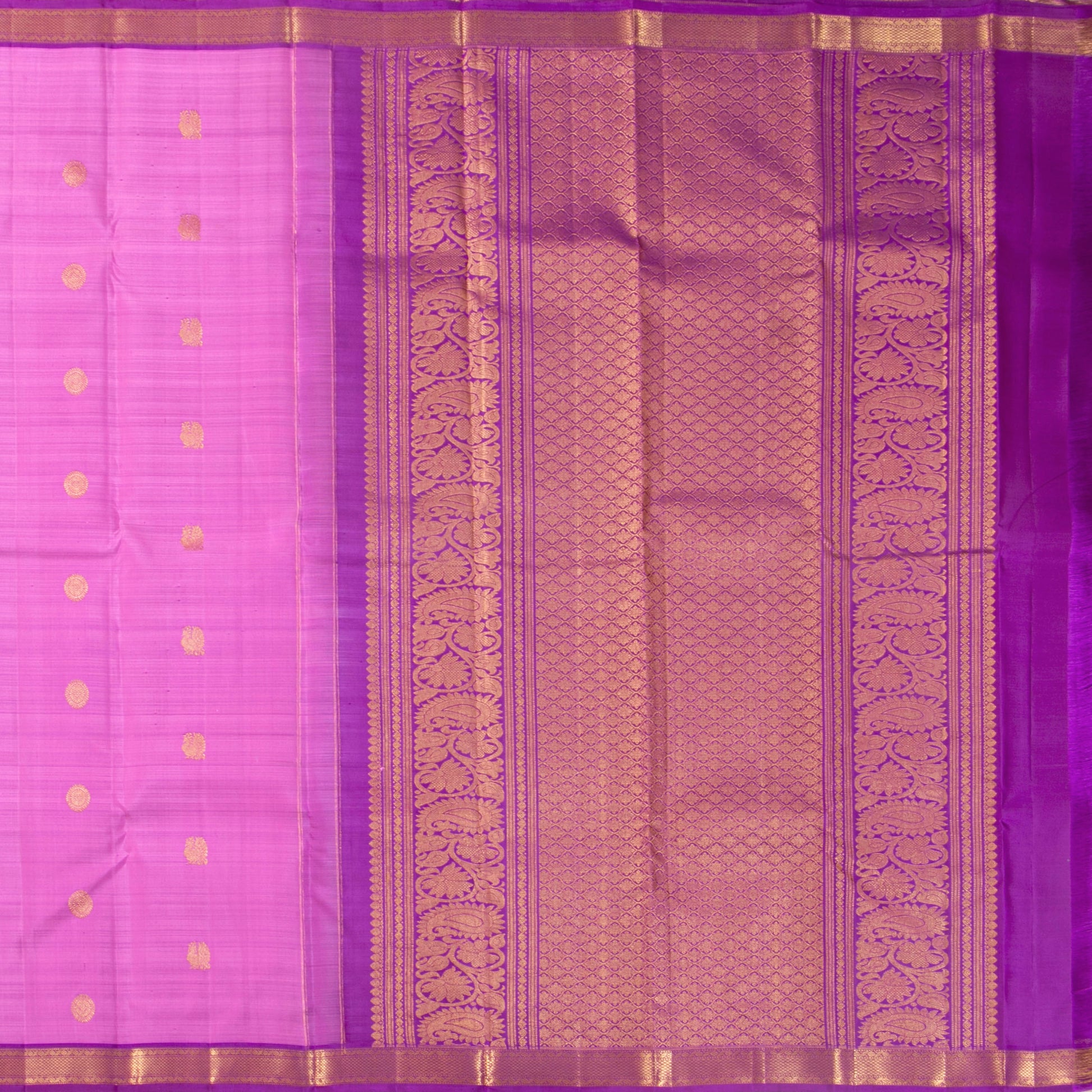 Lotus Pink And Violet Kanchipuram Silk Saree For Wedding Wear PV MEN 276 - Silk Sari - Panjavarnam PV MEN 276