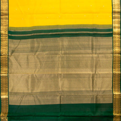 Yellow And Green Kanchipuram Silk Saree For Festive Wear PV MEN 194 - Silk Sari - Panjavarnam PV MEN 194