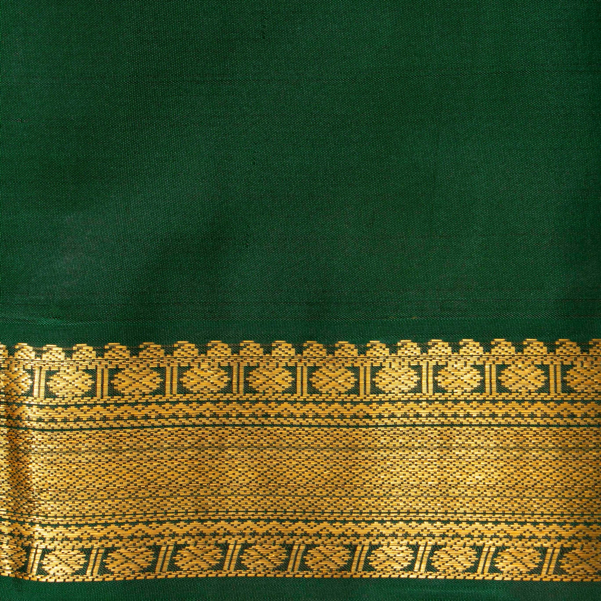Yellow And Green Kanchipuram Silk Saree For Festive Wear PV MEN 194 - Silk Sari - Panjavarnam PV MEN 194