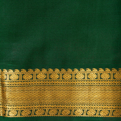 Yellow And Green Kanchipuram Silk Saree For Festive Wear PV MEN 194 - Silk Sari - Panjavarnam PV MEN 194