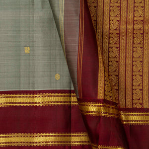 Grey And Maroon Kanchipuram Silk Saree For Festive Wear PV ABI M 146