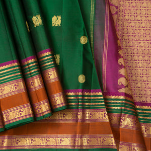 Green And Magenta Kanchipuram Silk Saree For Festive Wear PV NYC 1414