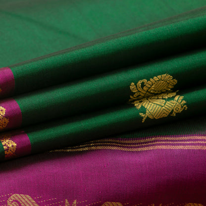 Green And Magenta Kanchipuram Silk Saree For Festive Wear PV NYC 1414