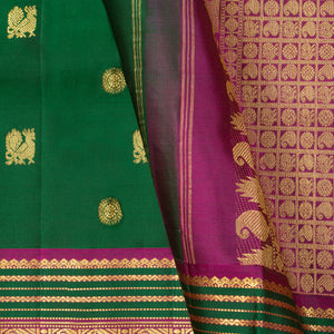 Green And Magenta Kanchipuram Silk Saree For Festive Wear PV NYC 1414