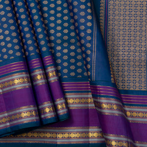 Mayilkazhuthu Blue Dual Shade Kanchipuram Silk Saree For Wedding Wear PV ABI 3020