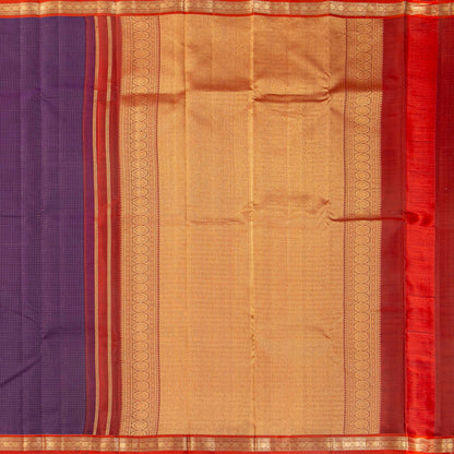 Purple And Red Kanchipuram Silk Saree With Zari Checks For Festive Wear PV MEN 140