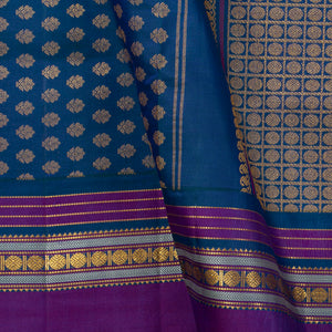 Mayilkazhuthu Blue Dual Shade Kanchipuram Silk Saree For Wedding Wear PV ABI 3020