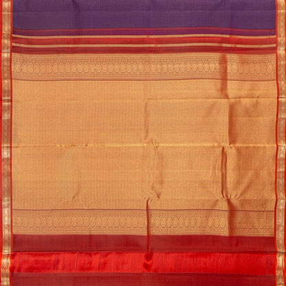 Purple And Red Kanchipuram Silk Saree With Zari Checks For Festive Wear PV MEN 140