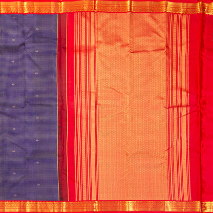 Royal Blue and Red Kanchipuram Silk Saree For Wedding Wear PV MEN 200 - Silk Sari - Panjavarnam PV MEN 200