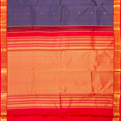 Royal Blue and Red Kanchipuram Silk Saree For Wedding Wear PV MEN 200 - Silk Sari - Panjavarnam PV MEN 200