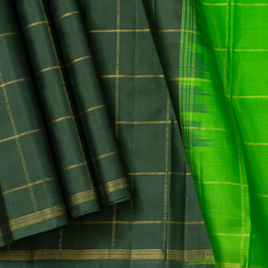 Green Kanchipuram Borderless Silk Saree For Festive Wear PV NYC 1411