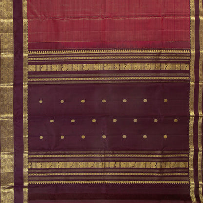 Maroon And Deep Purple Kanchipuram Silk Saree With Vaira Oosi Zari Stripes PV MEN 281 - Silk Sari - Panjavarnam PV MEN 281