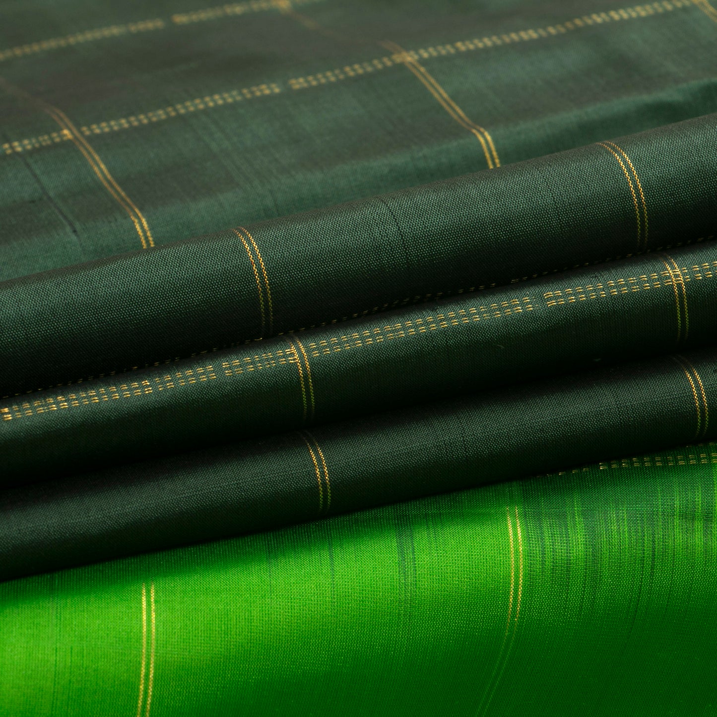 Green Kanchipuram Borderless Silk Saree For Festive Wear PV NYC 1411