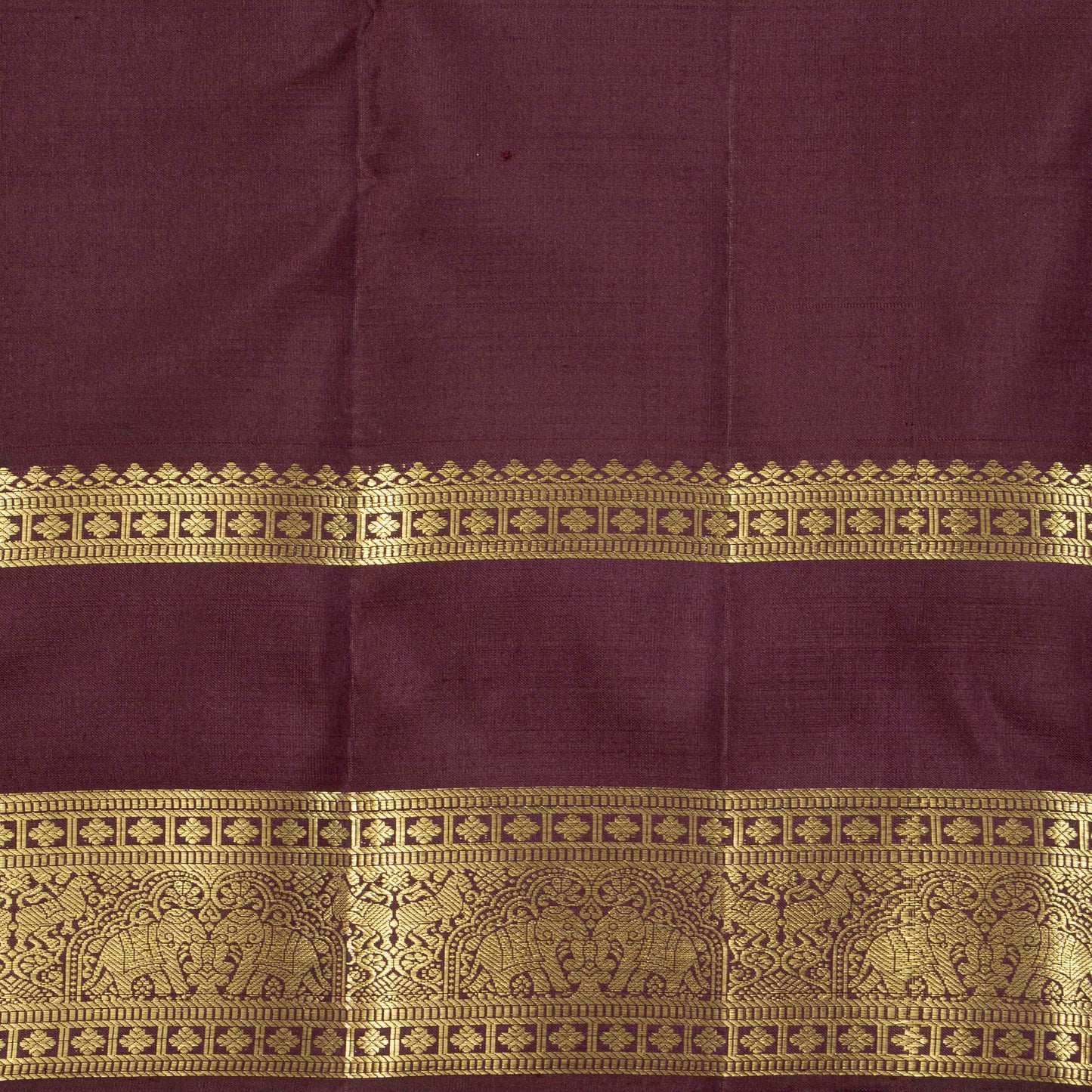 Maroon And Deep Purple Kanchipuram Silk Saree With Vaira Oosi Zari Stripes PV MEN 281 - Silk Sari - Panjavarnam PV MEN 281