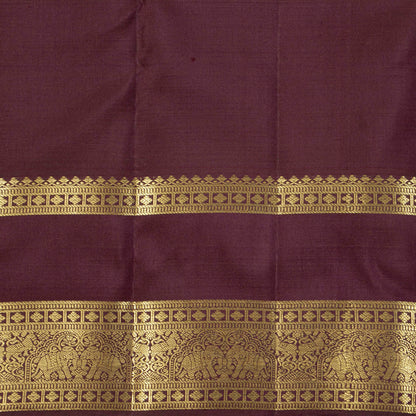 Maroon And Deep Purple Kanchipuram Silk Saree With Vaira Oosi Zari Stripes PV MEN 281 - Silk Sari - Panjavarnam PV MEN 281