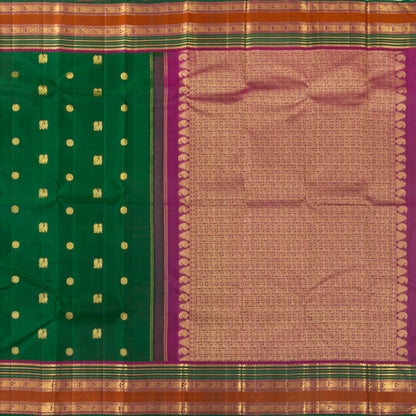 Green And Magenta Kanchipuram Silk Saree For Festive Wear PV NYC 1414