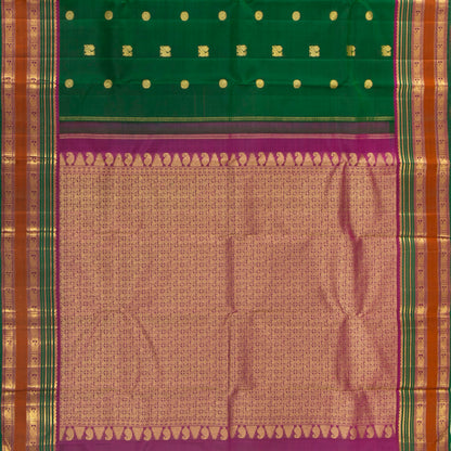 Green And Magenta Kanchipuram Silk Saree For Festive Wear PV NYC 1414