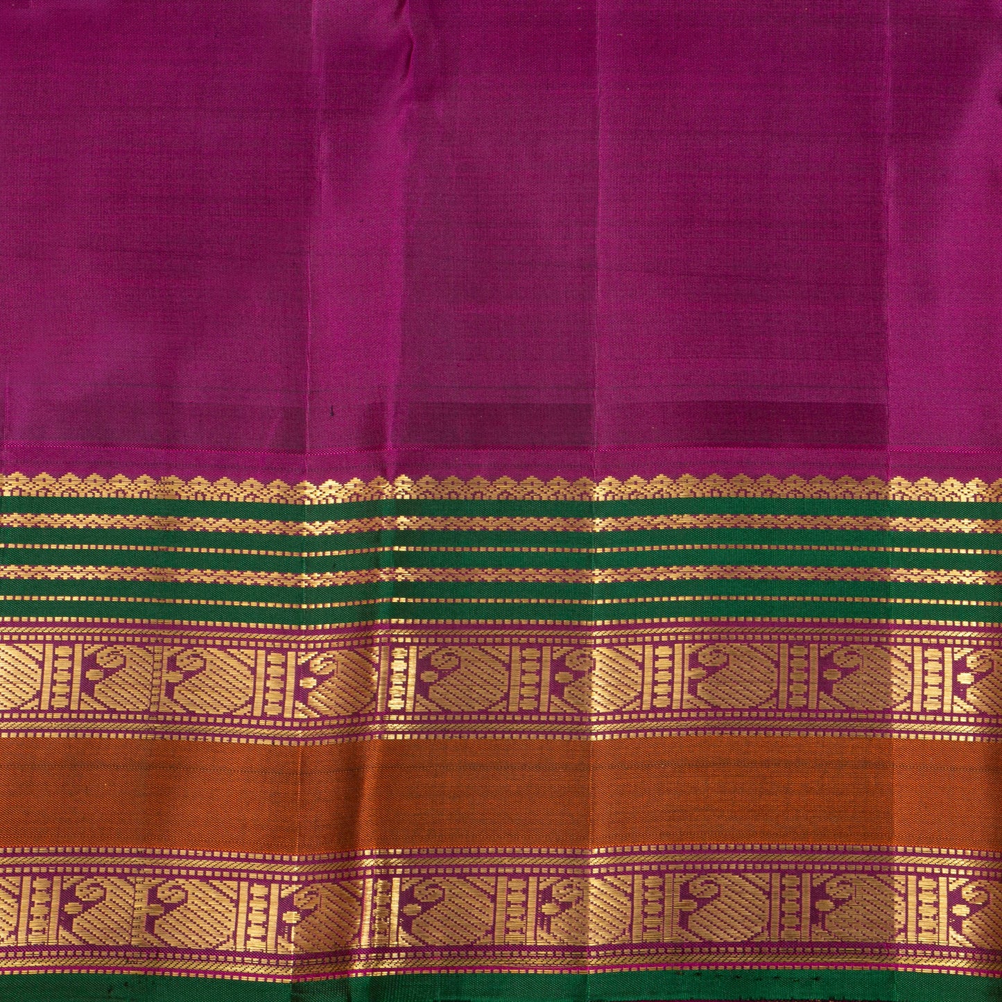 Green And Magenta Kanchipuram Silk Saree For Festive Wear PV NYC 1414