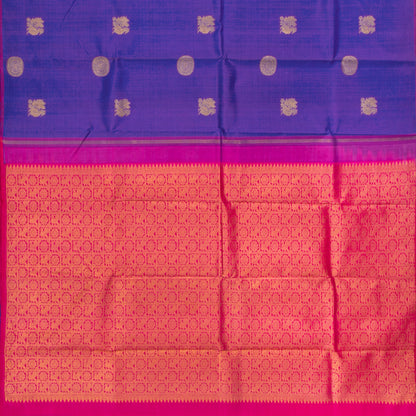 Blue And Pink Kanchipuram Silk Saree Borderless Handwoven Pure Silk For Festive Wear PV NYC 1318