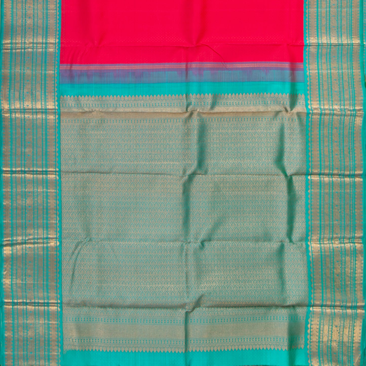 PInk And Anandha Blue Kanchipuram Silk Saree With Contrast Border For Wedding Wear PV NYC 1291