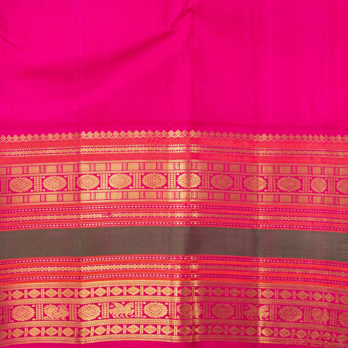 Off White And Pink Kanchipuram Silk Saree For Festive Wear PV NYC 1429