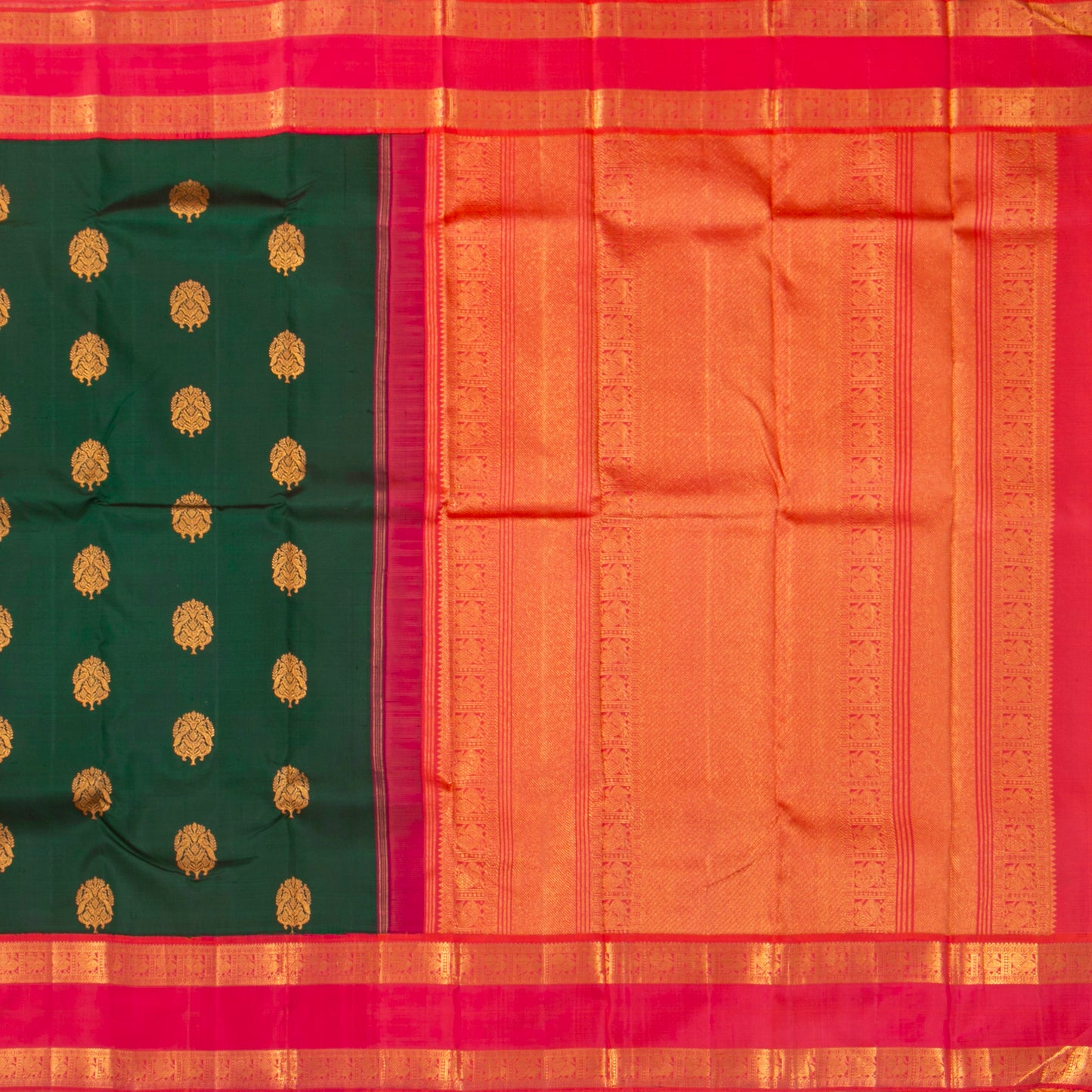 Green And Pink Kanchipuram Silk Saree For Festive Wear PV NYC 1281