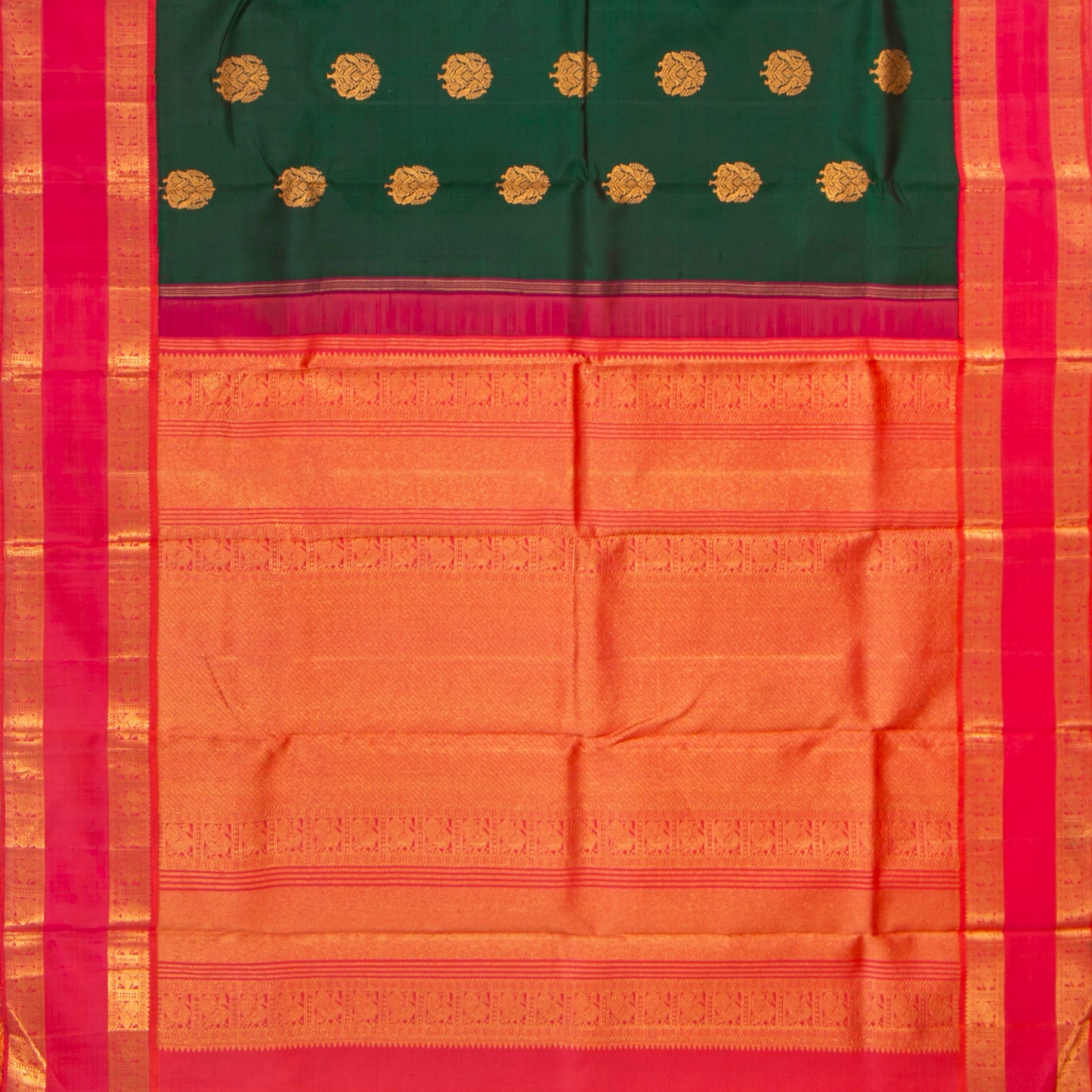 Green And Pink Kanchipuram Silk Saree For Festive Wear PV NYC 1281