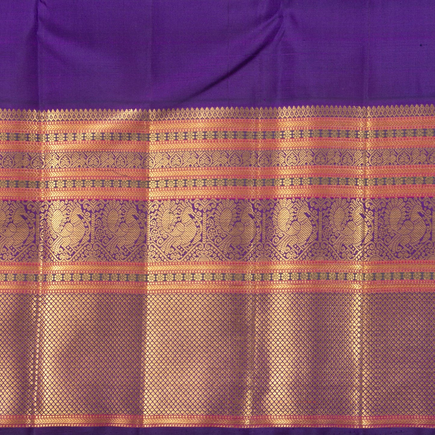 Yellow And Purple Kanchipuram Silk Saree For Wedding Wear PV NYC 1319