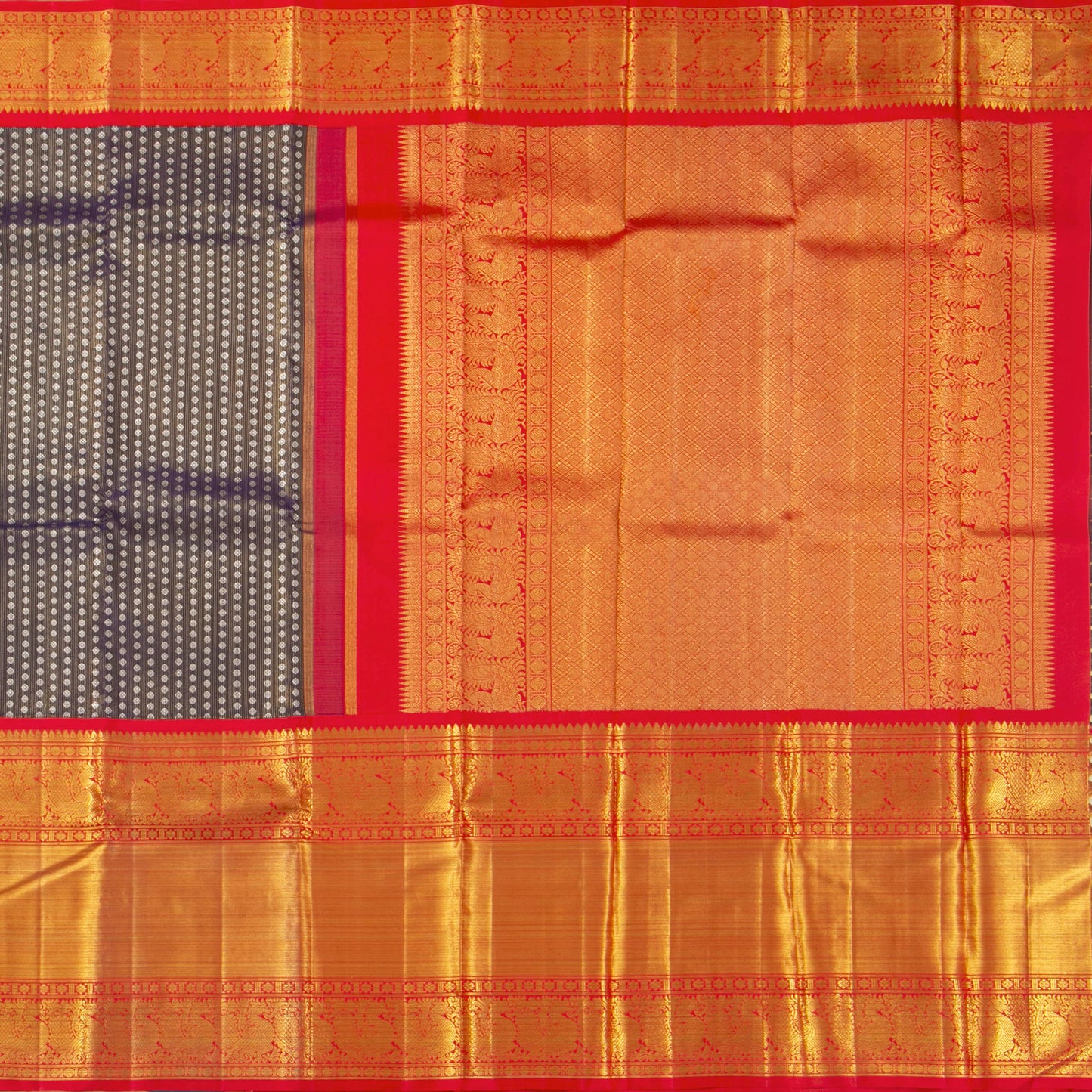 Purple And Red Kanchipuram Silk Saree For Wedding Wear PV NYC 1372