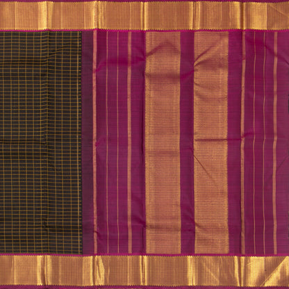 Black And Magenta Kanchipuram Silk Saree For Festive Wear PV NYC 1420