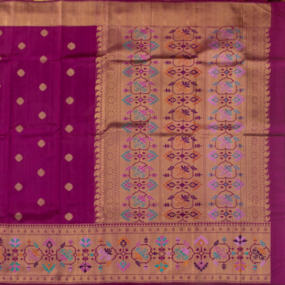 Magenta Kanchipuram Silk Saree With Antique Zari Paithani Border For Bridal Wear PV NYC 1287