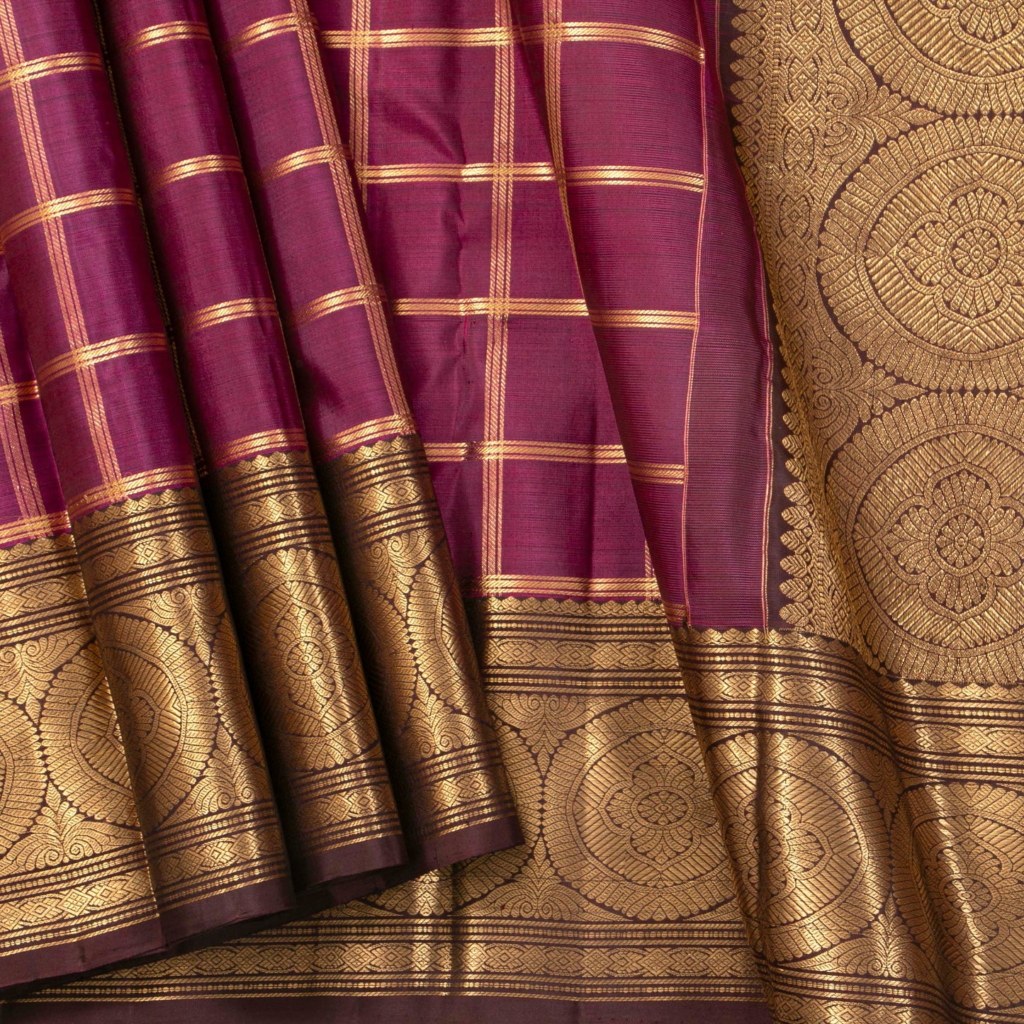 Byzantium Purple And Brown Kanchipuram Silk Saree For Bridal Wear PV MEN 232