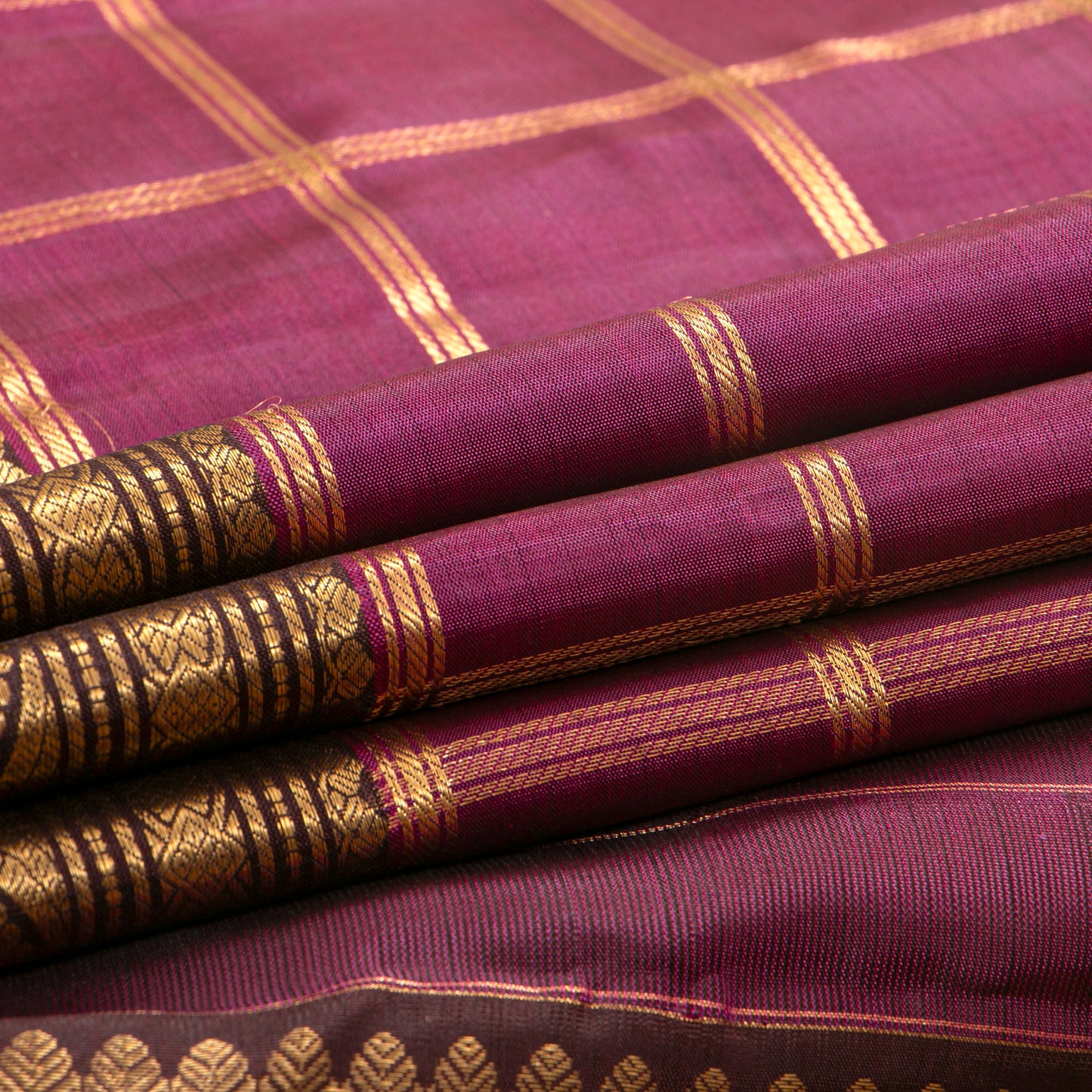 Byzantium Purple And Brown Kanchipuram Silk Saree For Bridal Wear PV MEN 232