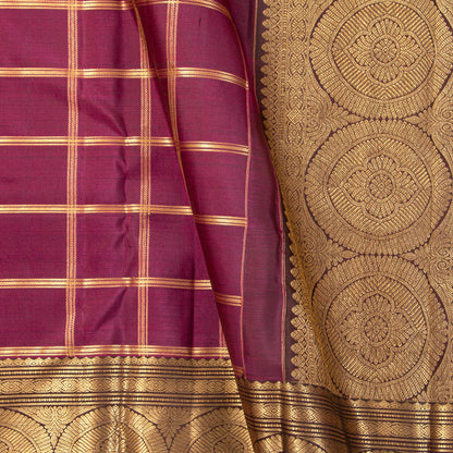 Byzantium Purple And Brown Kanchipuram Silk Saree For Bridal Wear PV MEN 232