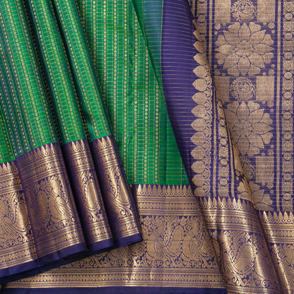 Green And Cobalt Blue Kanchipuram Silk Saree For Bridal Wear PV MEN 262