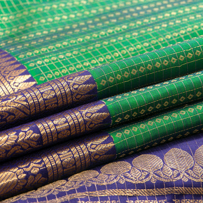 Green And Cobalt Blue Kanchipuram Silk Saree For Bridal Wear PV MEN 262