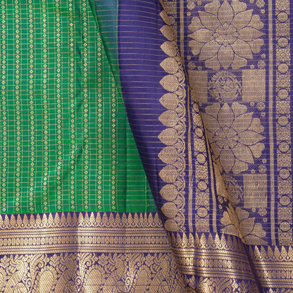 Green And Cobalt Blue Kanchipuram Silk Saree For Bridal Wear PV MEN 262