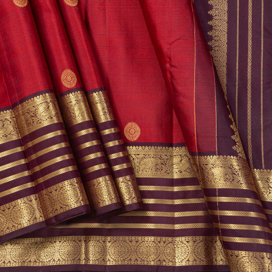Red And Plum Purple Kanchipuram Silk Saree For Wedding Wear PV MEN 263