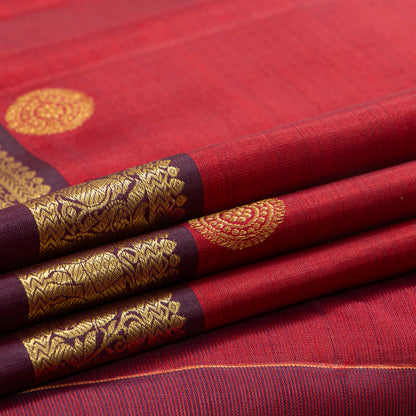 Red And Plum Purple Kanchipuram Silk Saree For Wedding Wear PV MEN 263