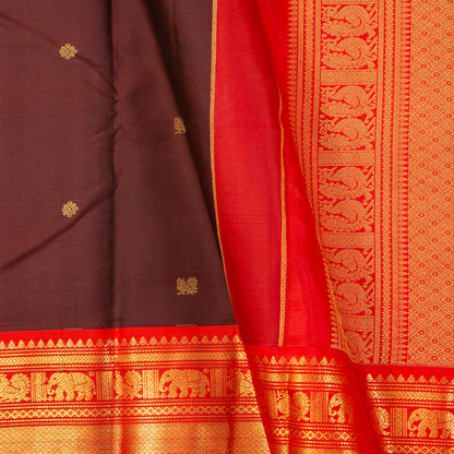 Maroon And Red Kanchipuram Silk Saree For Wedding Wear PV MEN 178